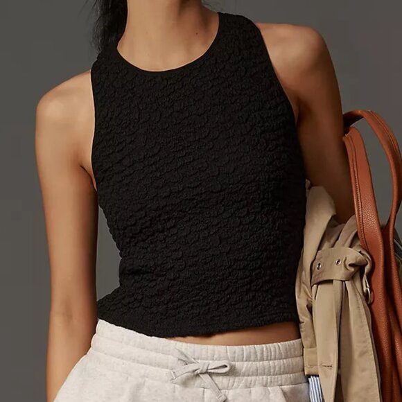 Anthropologie Tops - NWOT By Anthropologie Textured Racerback Tank in Black, Size Small
